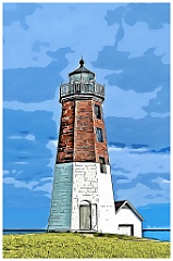 Point Judith Light Tower on a Sunny Day - Digital Painting